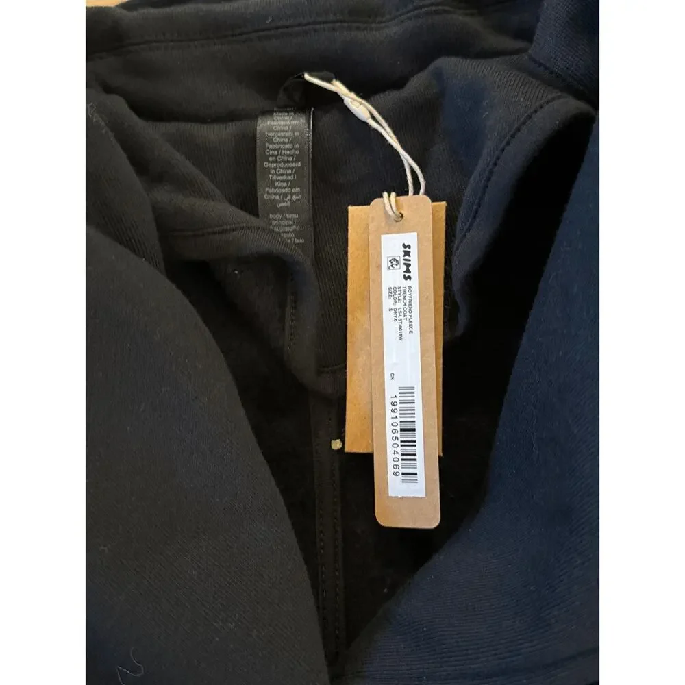 (S) NWT $248 SKIMS Boyfriend Fleece Oversized Trench Coat in Onyx Size Small - Picture 7 of 9
